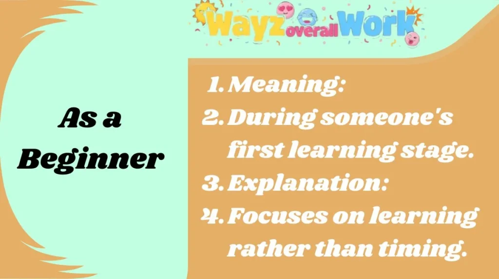 As a Beginner