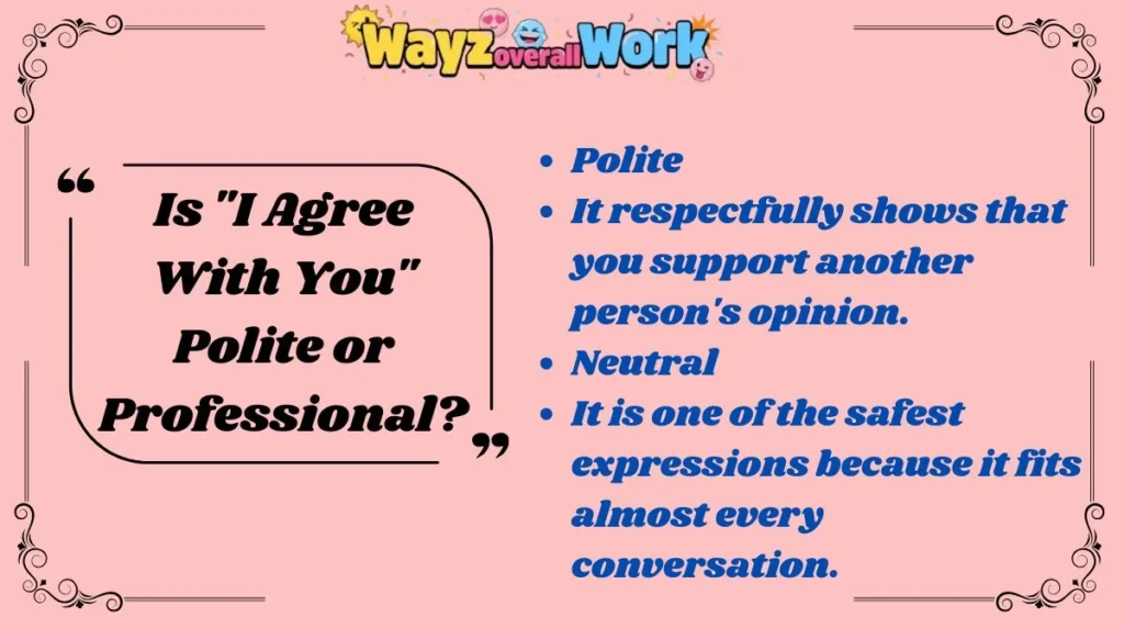 Is "I Agree With You" Polite or Professional?