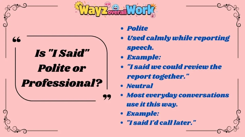 Is "I Said" Polite or Professional?