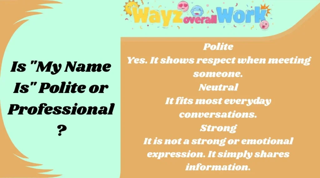 Is "My Name Is" Polite or Professional?