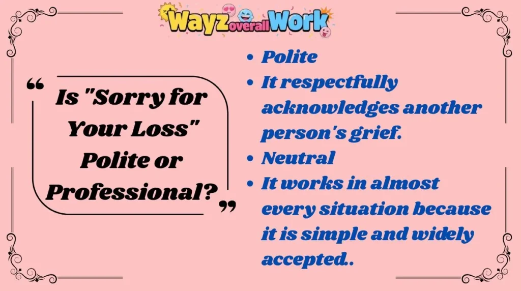 Is "Sorry for Your Loss" Polite or Professional?