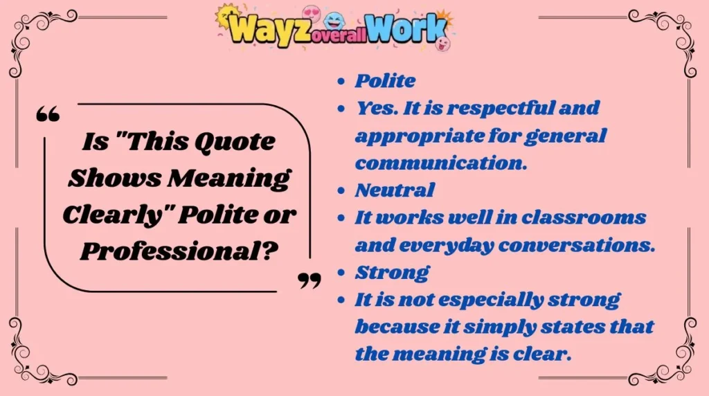 Is "This Quote Shows Meaning Clearly" Polite or Professional?