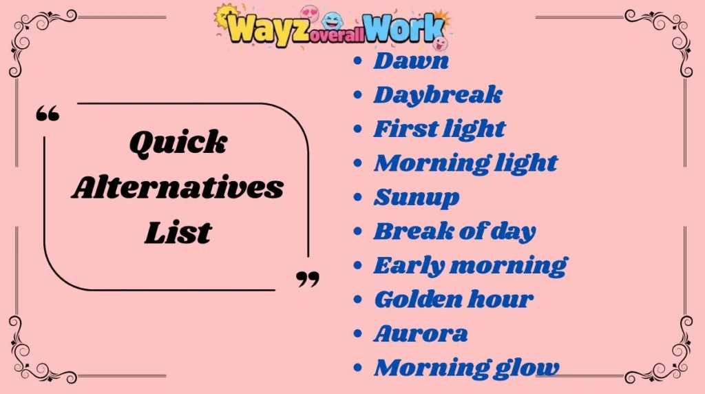 Quick Alternatives List
