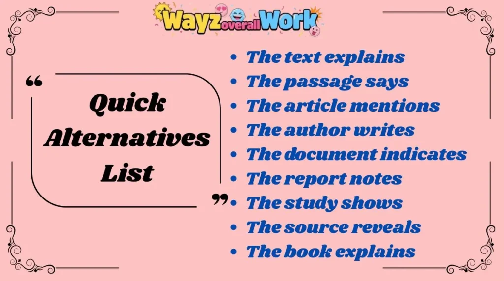 Quick Alternatives List
