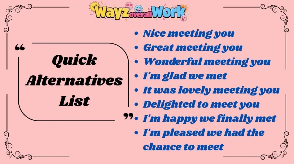 Quick Alternatives List