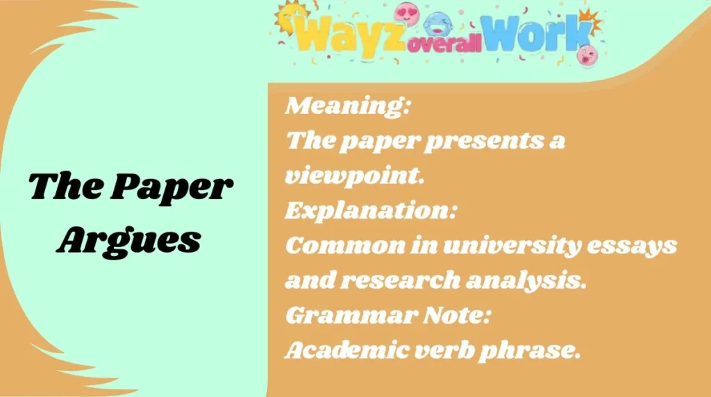 The Paper Argues